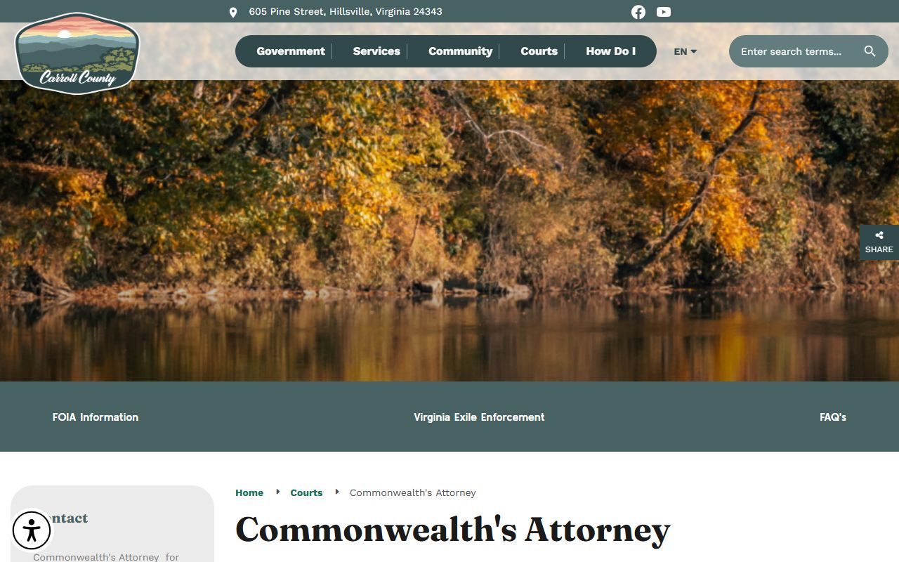 Carroll County Commonwealth's Attorney page with office and court case links