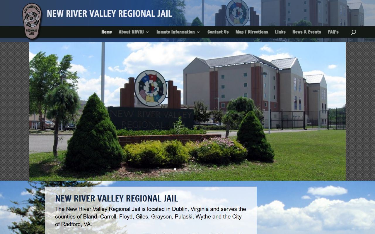Carroll County inmate population New River Valley Regional Jail home page